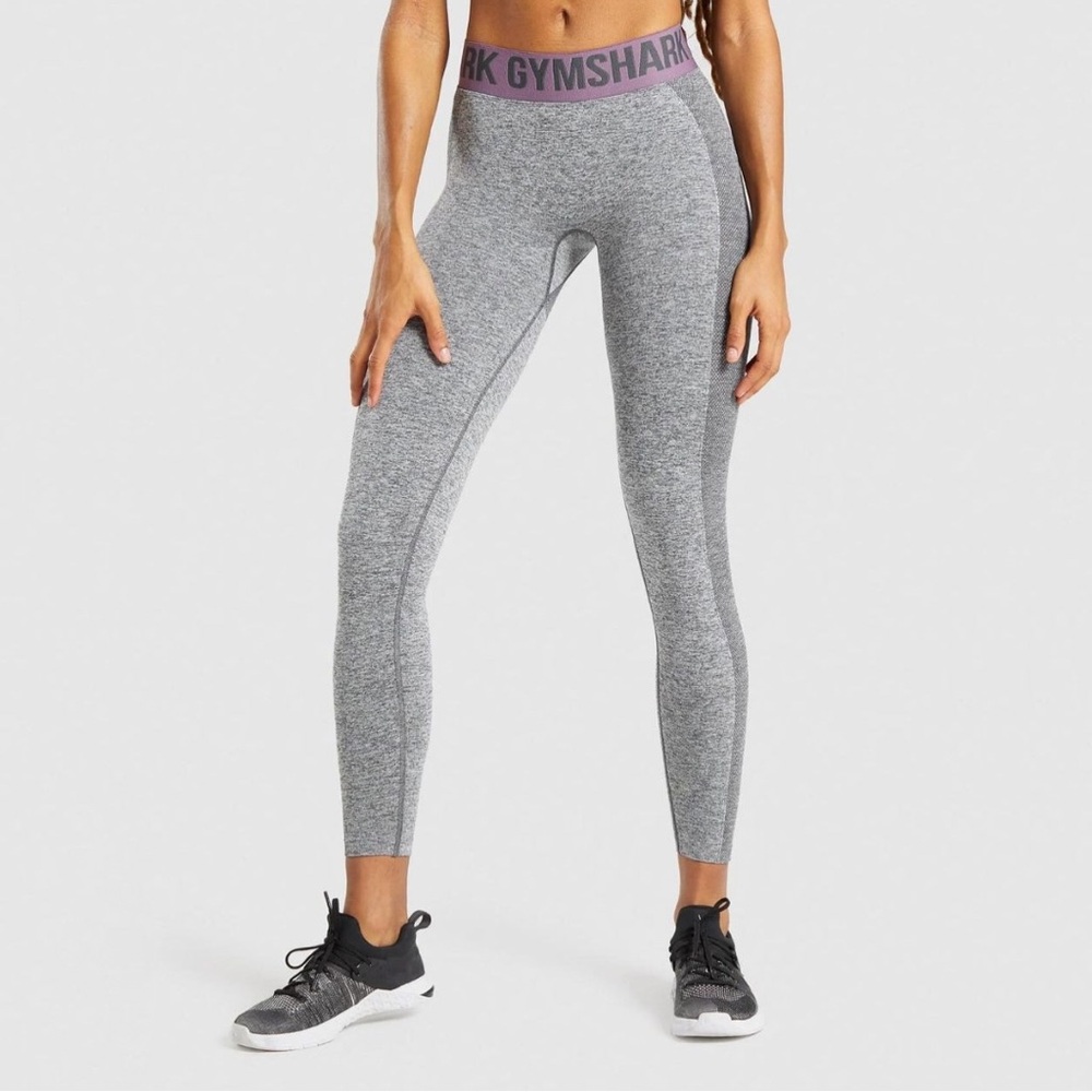 Gymshark Flex Low Rise Leggings in Charcoal Marl/Purple